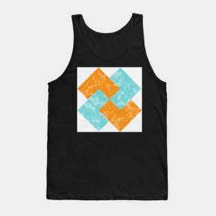 Card Trick Orange and Teal Quilt Star Watercolor Tank Top